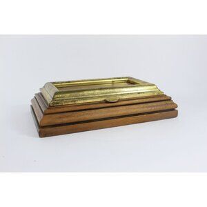 Vintage Wood Dresser Valet Box Brass Trim Velvet Lined Keepsake Storage